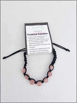 Pulsera Cuarzo Cerezo nudo corredizo