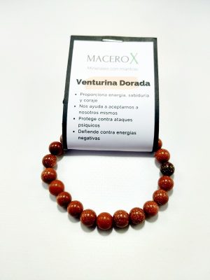 Pulsera de piedras Venturina Dorada 8mm