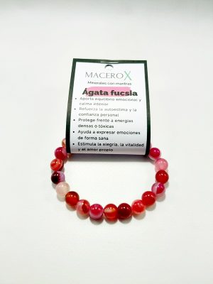 Pulsera de piedras Ágata Fucsia
