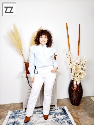 Vaquero blanco de pierna ancha FY10005