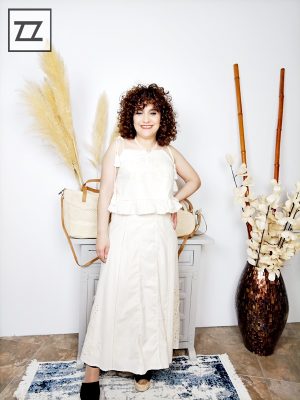 Conjunto top y falda Adina beige