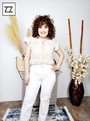 Camisa blanca bordada Adela beige