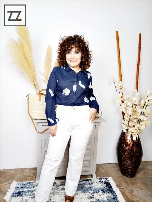 Camisa bordada marino Kaela