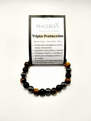 Pulsera de piedras triple protección