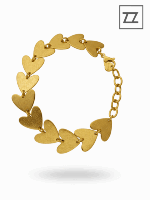 Inicio modazigzag.es Pulsera corazones mate rayado dorado