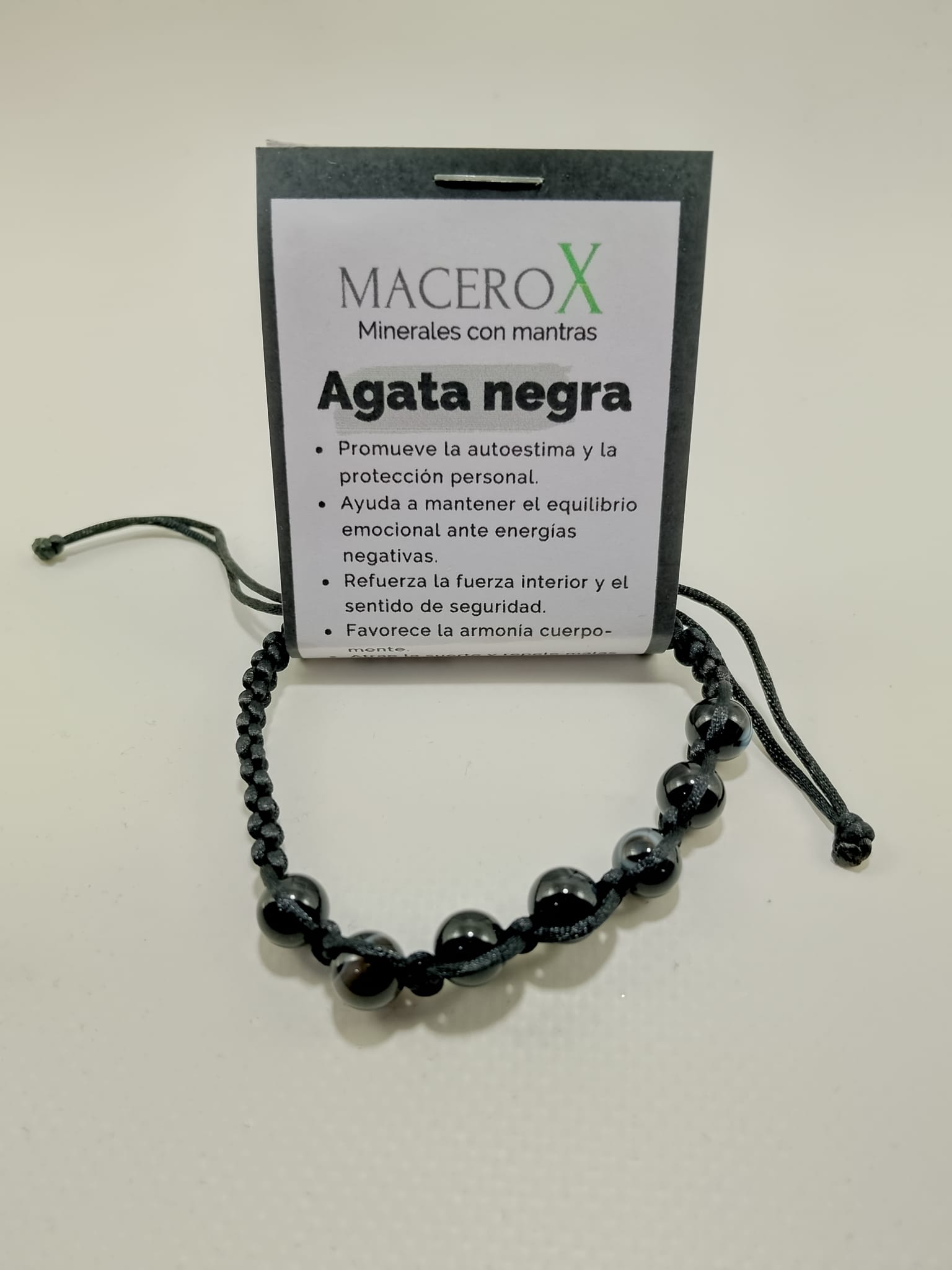 Pulsera Ágata negra nudo corredizo modazigzag.es Pulsera Ágata negra
